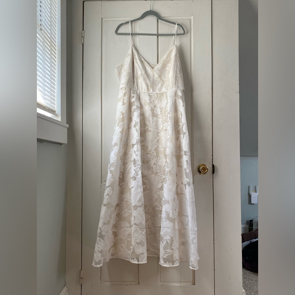 Showpo White Floral Jacquard Maxi Dress